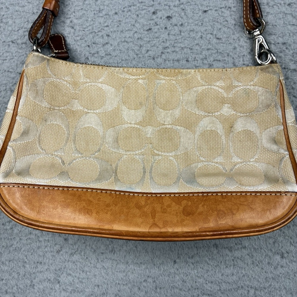 Vintage Coach 6094 Signature Demi Mini Bag Beige Brown Canvas Leather Purse - Picture 2 of 15